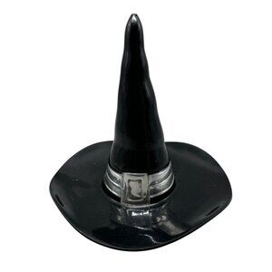 Pewter Black Witch Hat Halloween Decor With Silver Buckle & Hollow Base READ